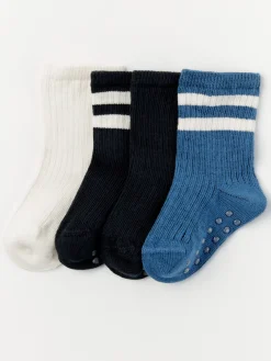 Strumpor & Strumpbyxor>Lindex 4-Pack Ribbade Strumpor Med Rander Dark Dusty Blue