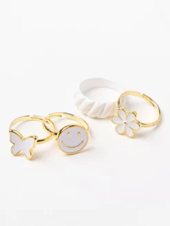 Accessoarer>Lindex 4-Pack Ringar White