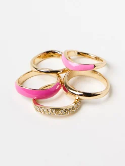 Accessoarer>Lindex 5-Pack Ringar Pink