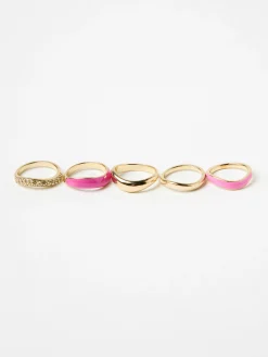 Accessoarer>Lindex 5-Pack Ringar Pink