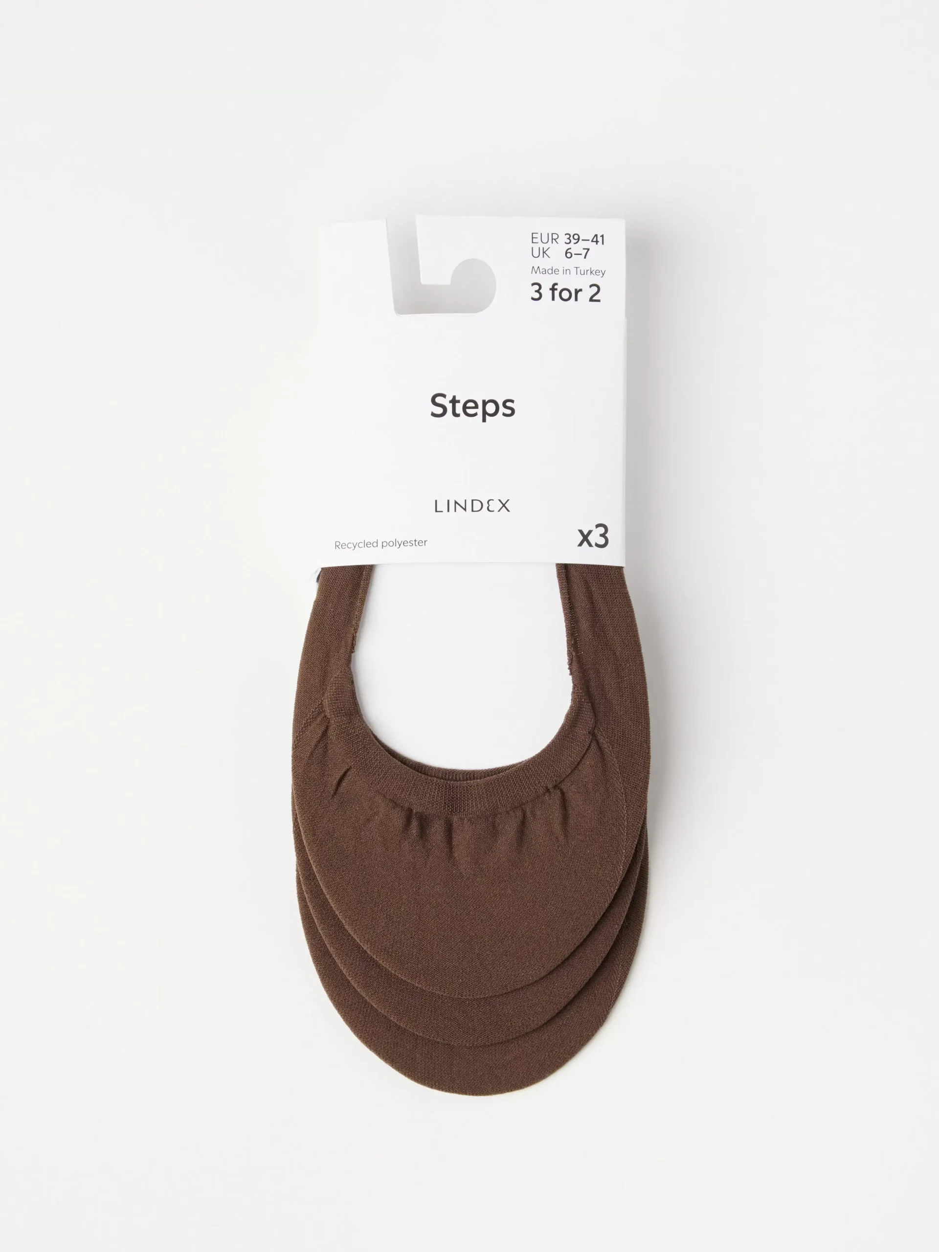 Strumpor>Lindex 3-Pack Steps Dark Brown