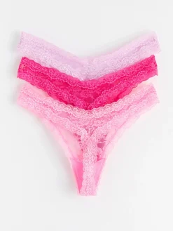 Trosor>Lindex 3-Pack Stringtrosor Low Waist Med Spets Light Pink