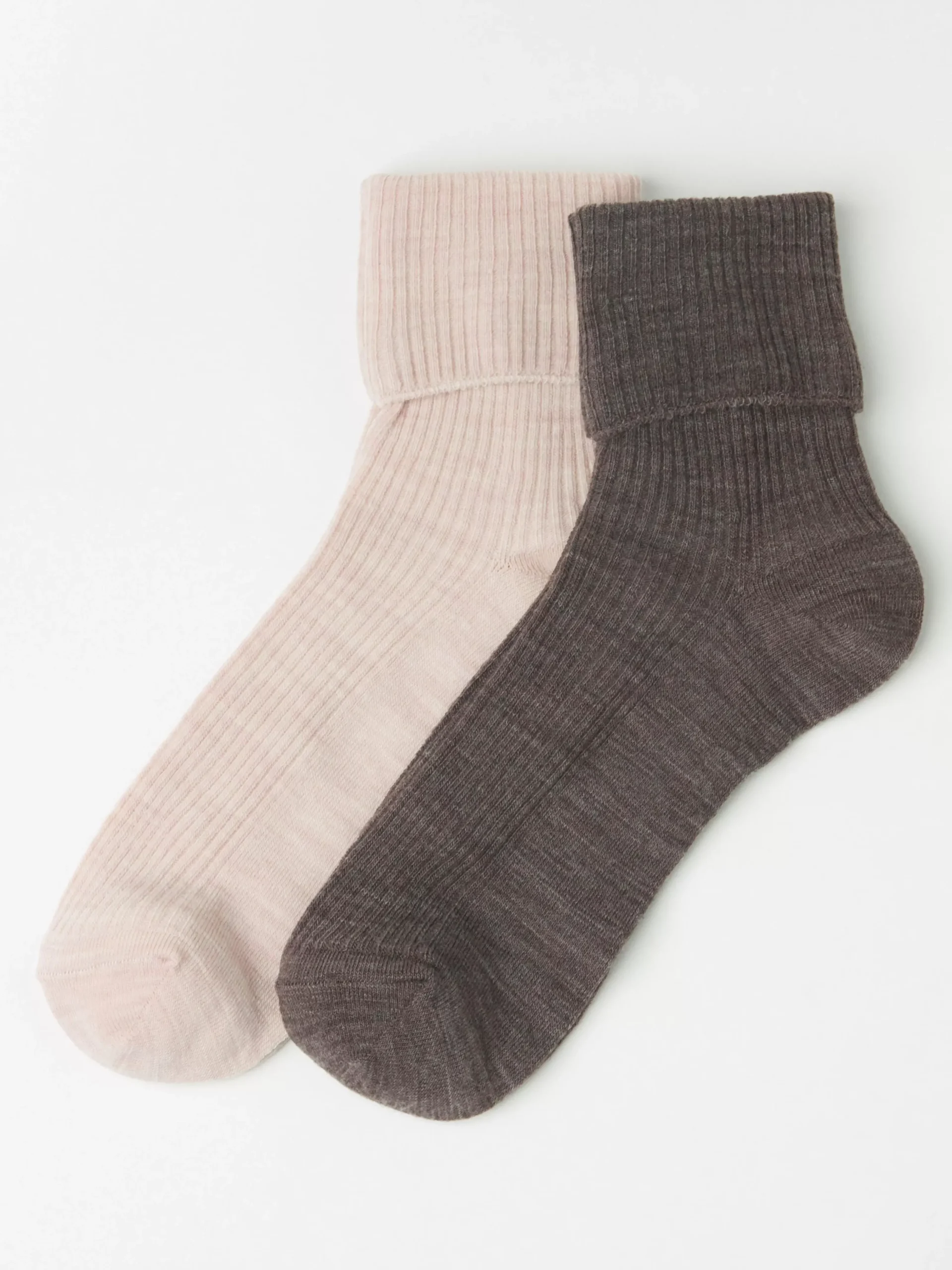 Strumpor>Lindex 2-Pack Strumpor I Ribbad Merinoblandning Dusty Brown Melange