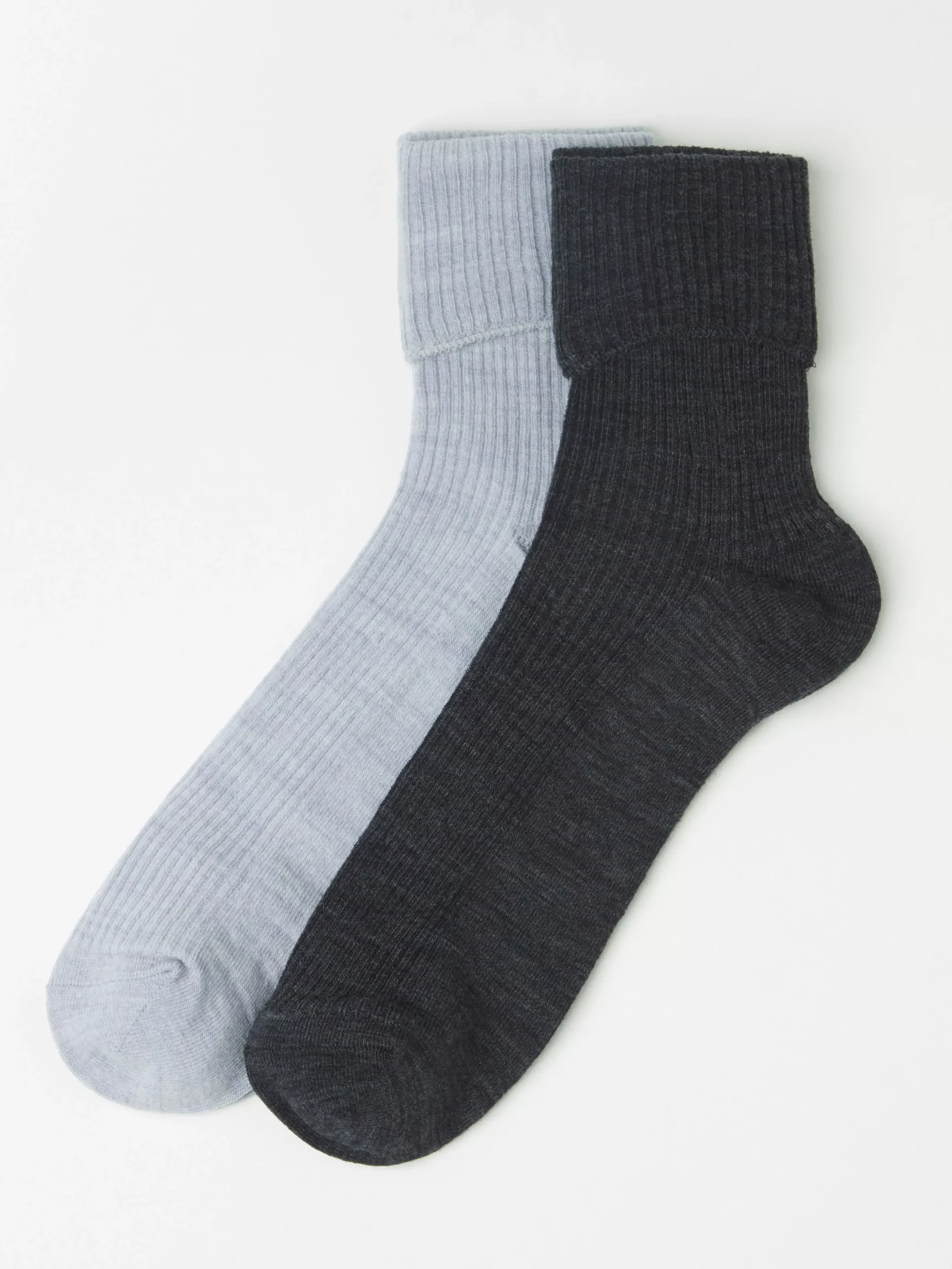 Strumpor>Lindex 2-Pack Strumpor I Ribbad Merinoblandning Offblack Melange