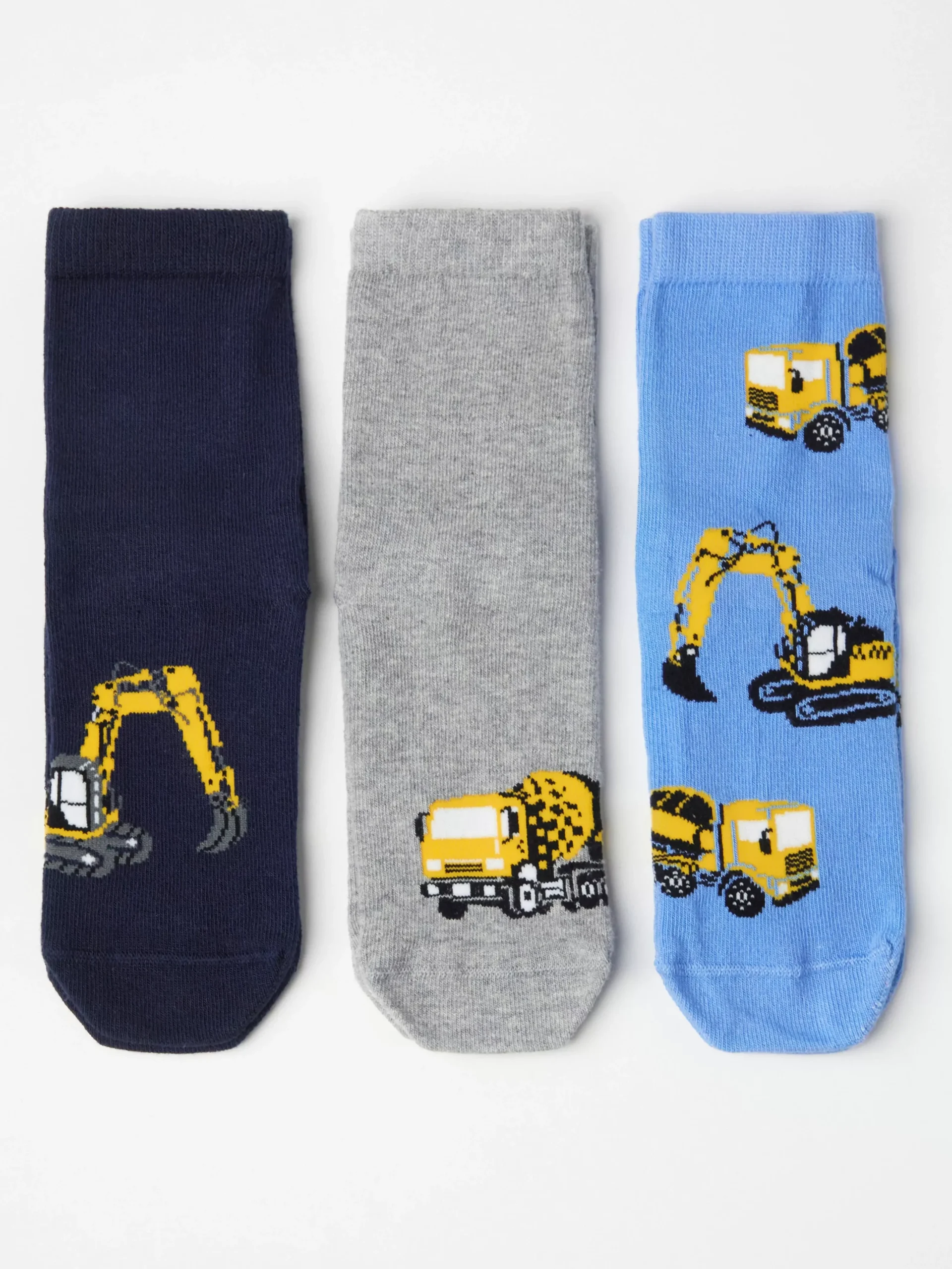 Underkläder>Lindex 3-Pack Strumpor Med Antislip Och Byggfordon Dusty Blue