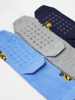 Underkläder>Lindex 3-Pack Strumpor Med Antislip Och Byggfordon Dusty Blue