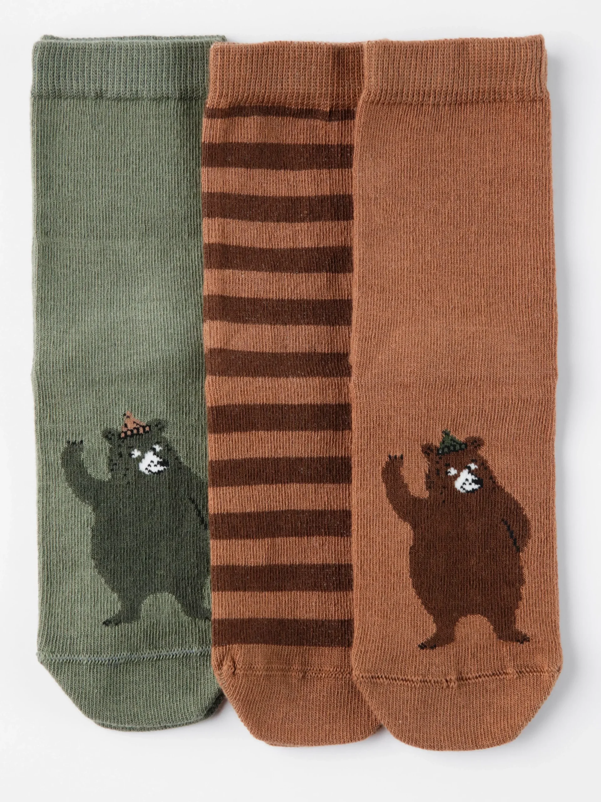 Underkläder>Lindex 3-Pack Strumpor Med Bjornmotiv Och Antislip Brown
