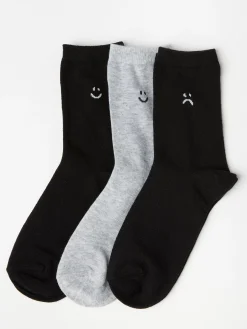 Underkläder>Lindex 3-Pack Strumpor Med Smileys Black