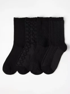Strumpor>Lindex 4-Pack Strumpor Med Struktur Black
