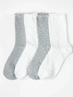 Strumpor>Lindex 4-Pack Strumpor Med Volangkant White