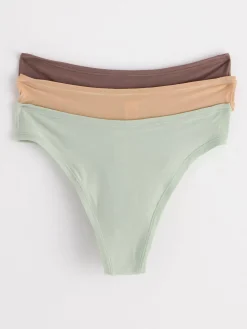 Trosor>Lindex 3-Pack Superstretchiga Stringtrosor Med Normalhog Midja Dark Dusty Brown