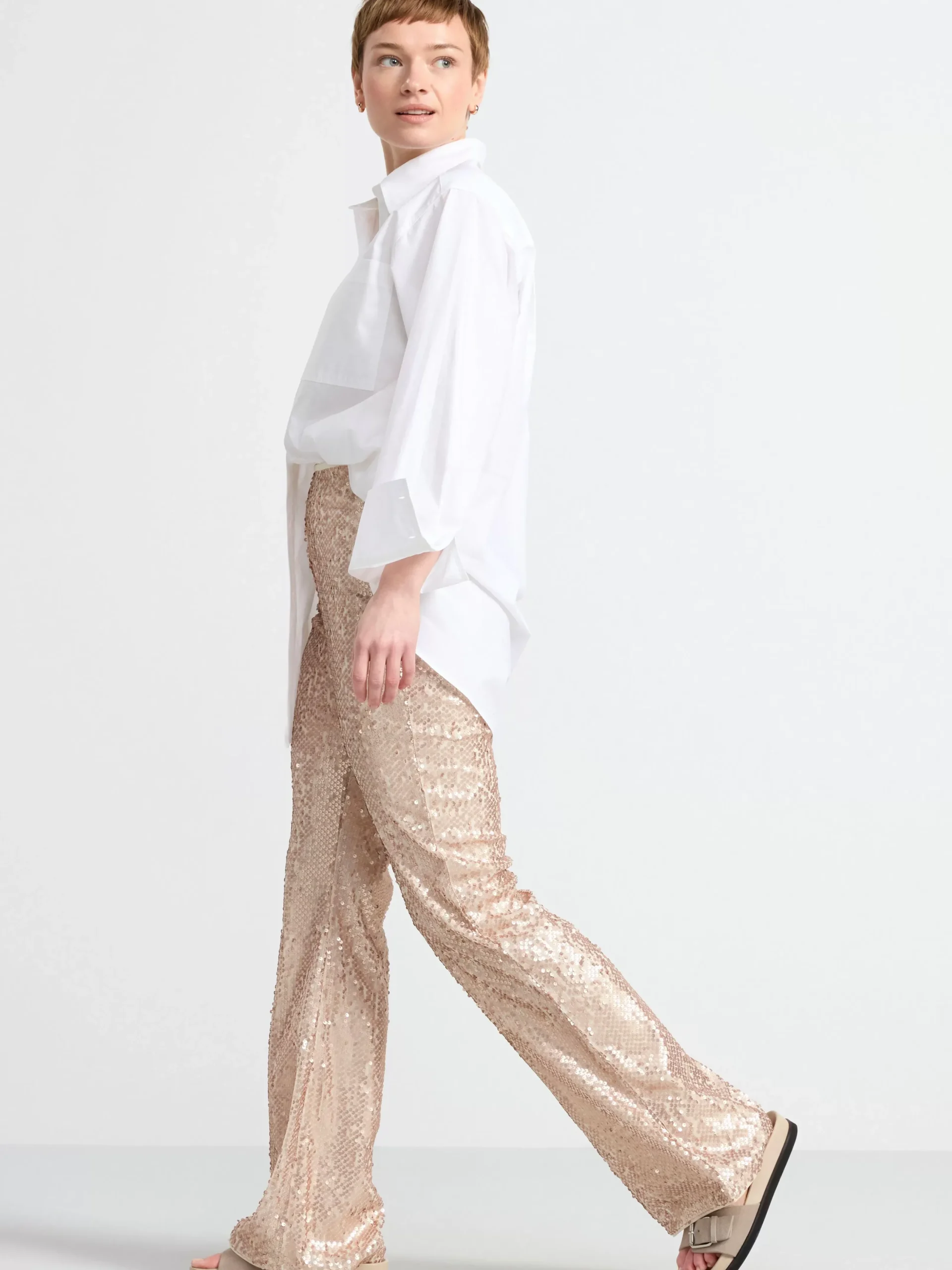Byxor>Lindex Paljettbyxa Light Beige