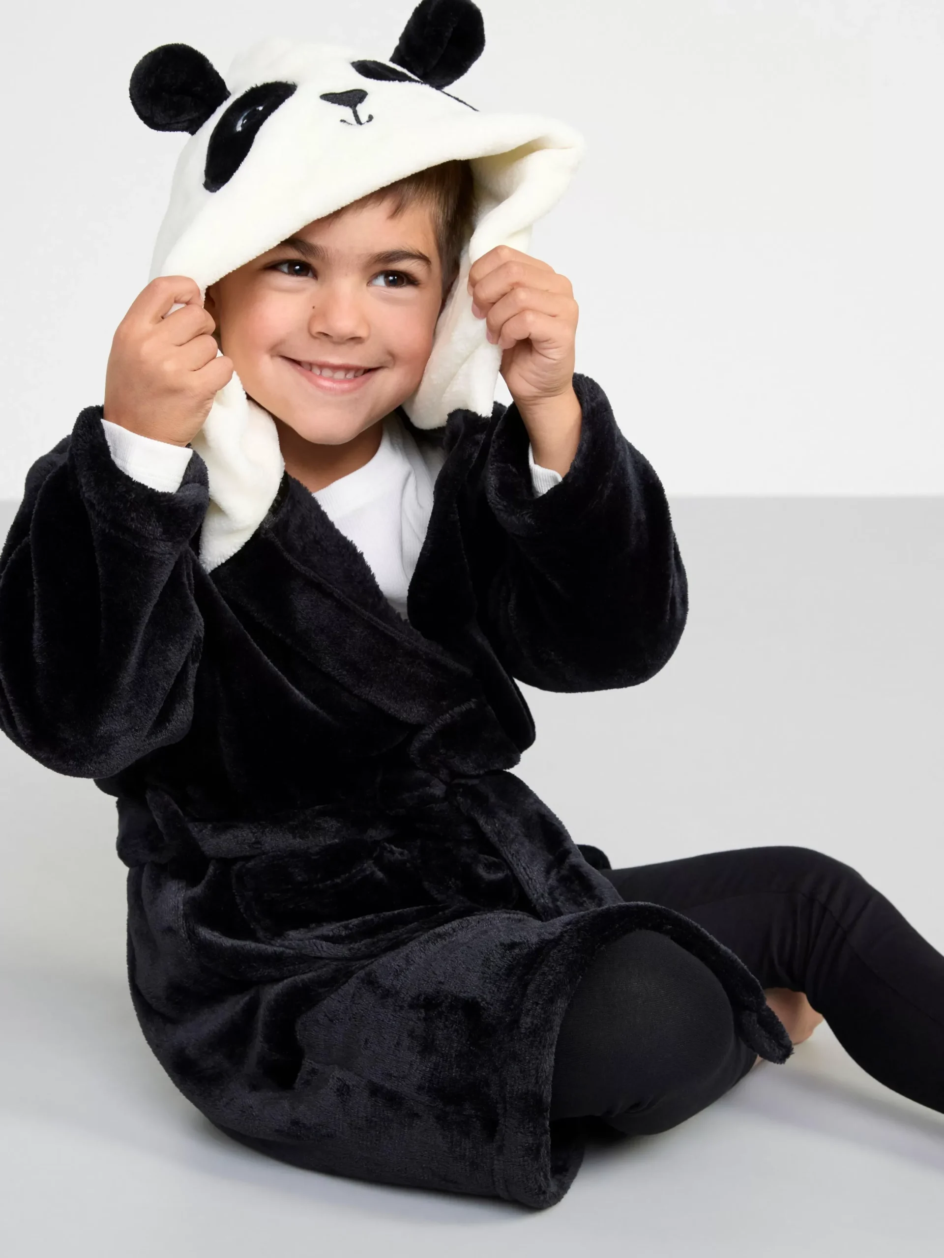 Nattplagg>Lindex Pandamorgonrock I Fleece Black