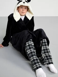 Nattplagg>Lindex Pandamorgonrock I Fleece Black