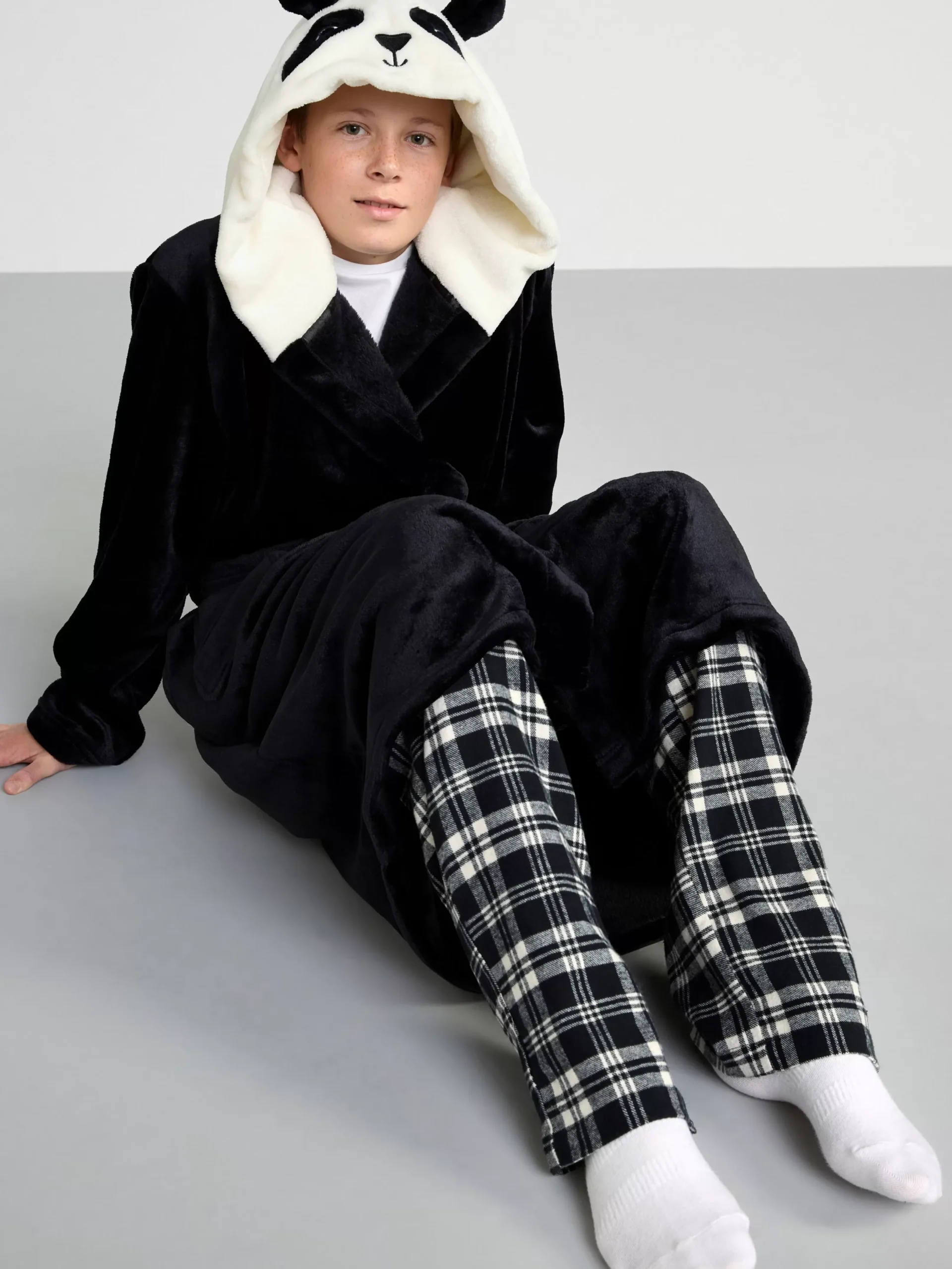Nattplagg>Lindex Pandamorgonrock I Fleece Black