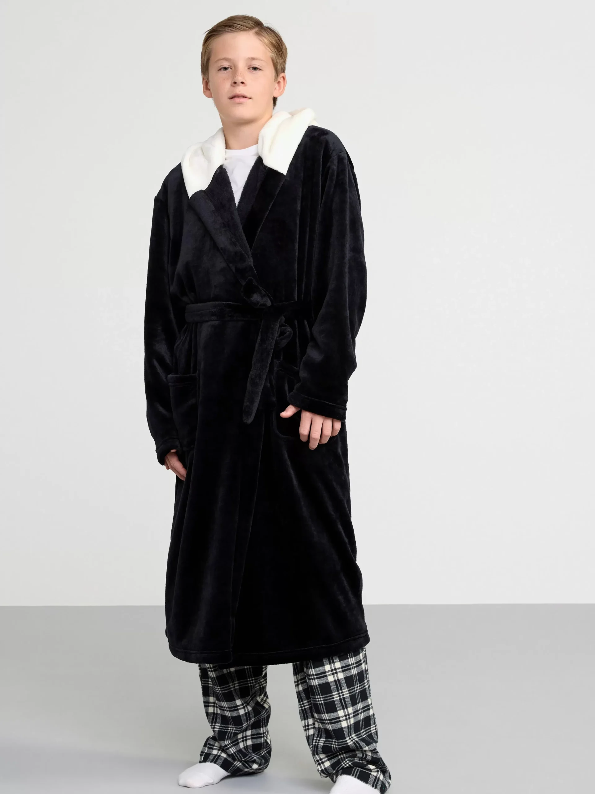 Nattplagg>Lindex Pandamorgonrock I Fleece Black
