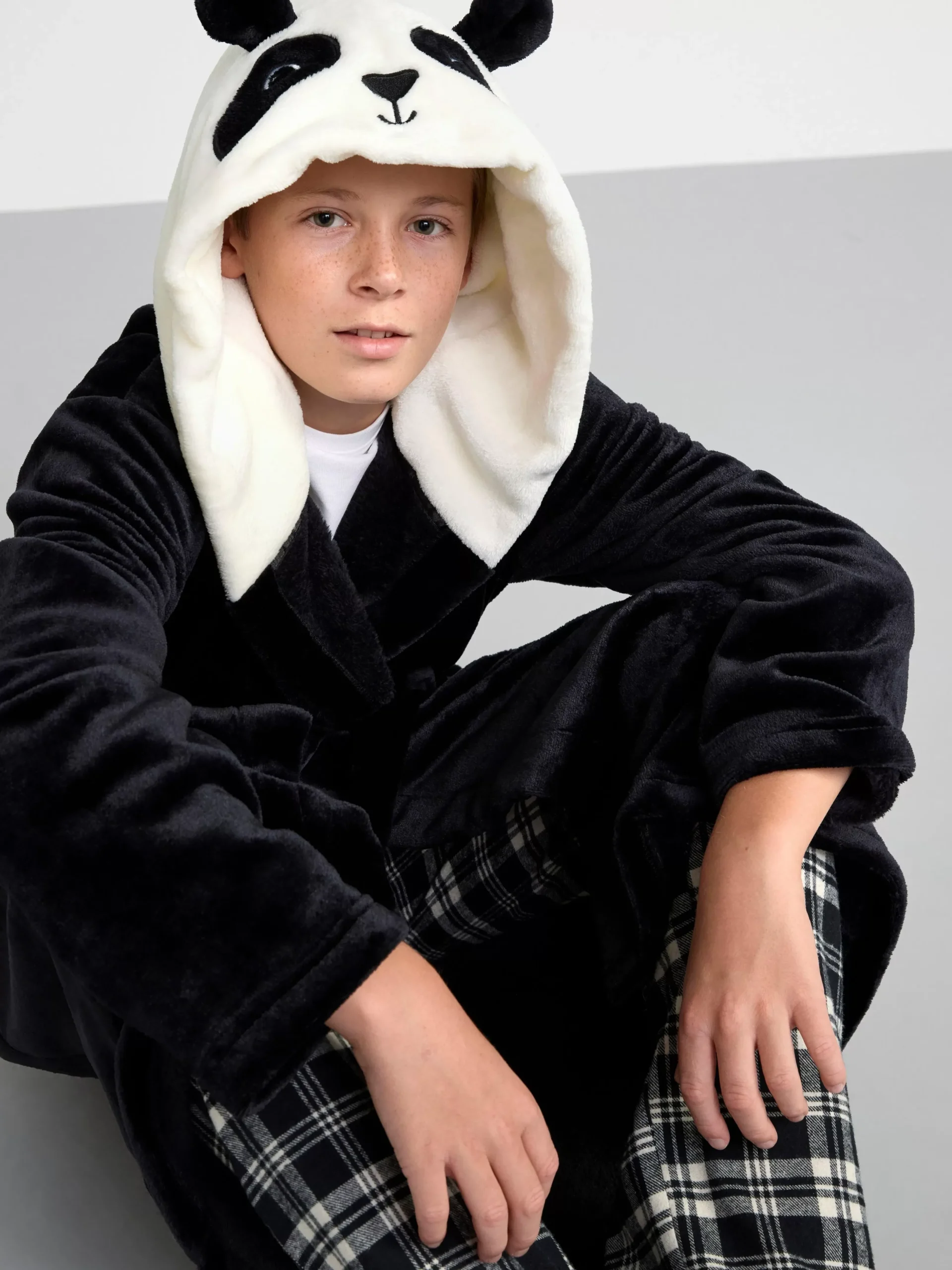 Nattplagg>Lindex Pandamorgonrock I Fleece Black