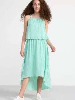 Klänningar>Lindex Plisserad Armlos Klanning Light Aqua