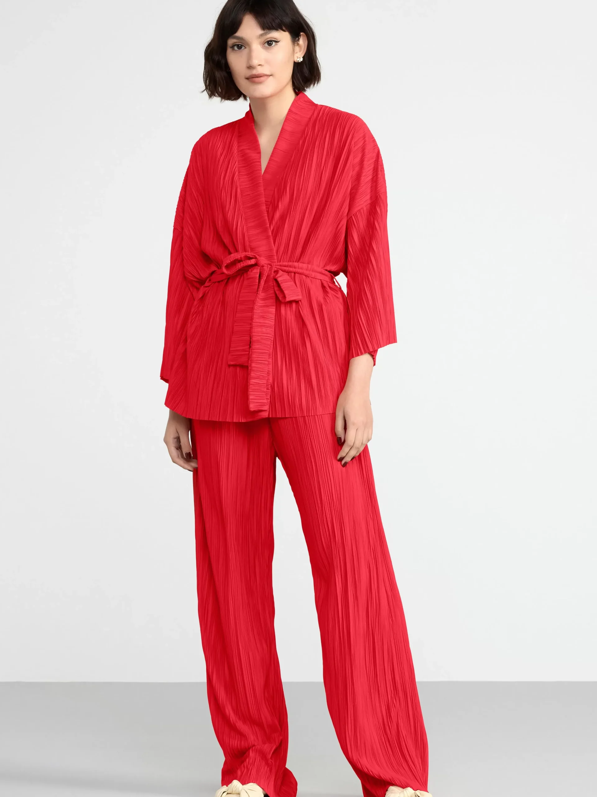 Byxor>Lindex Plisserad Byxa Dark Red