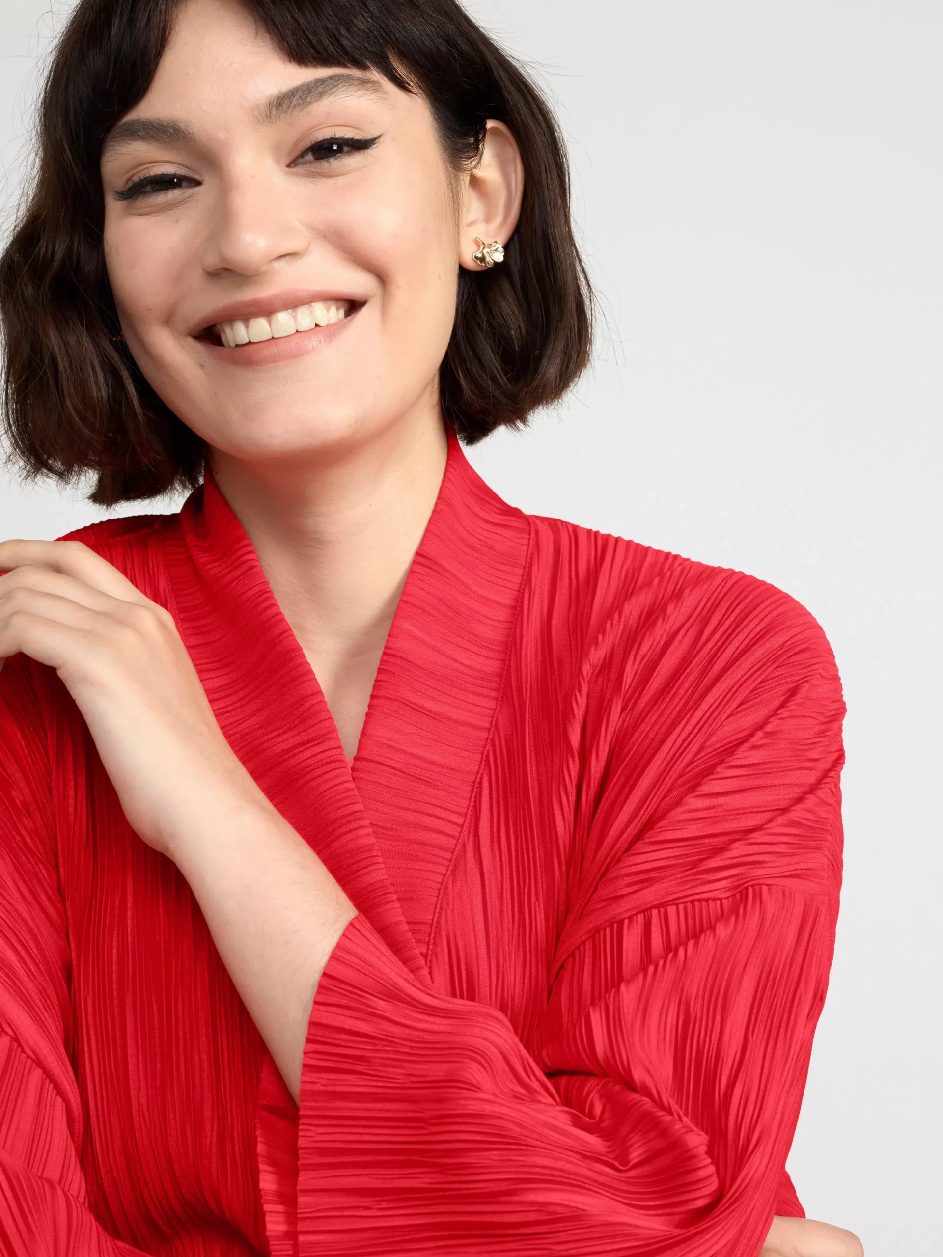 Kavajer>Lindex Plisserad Kimono Dark Red