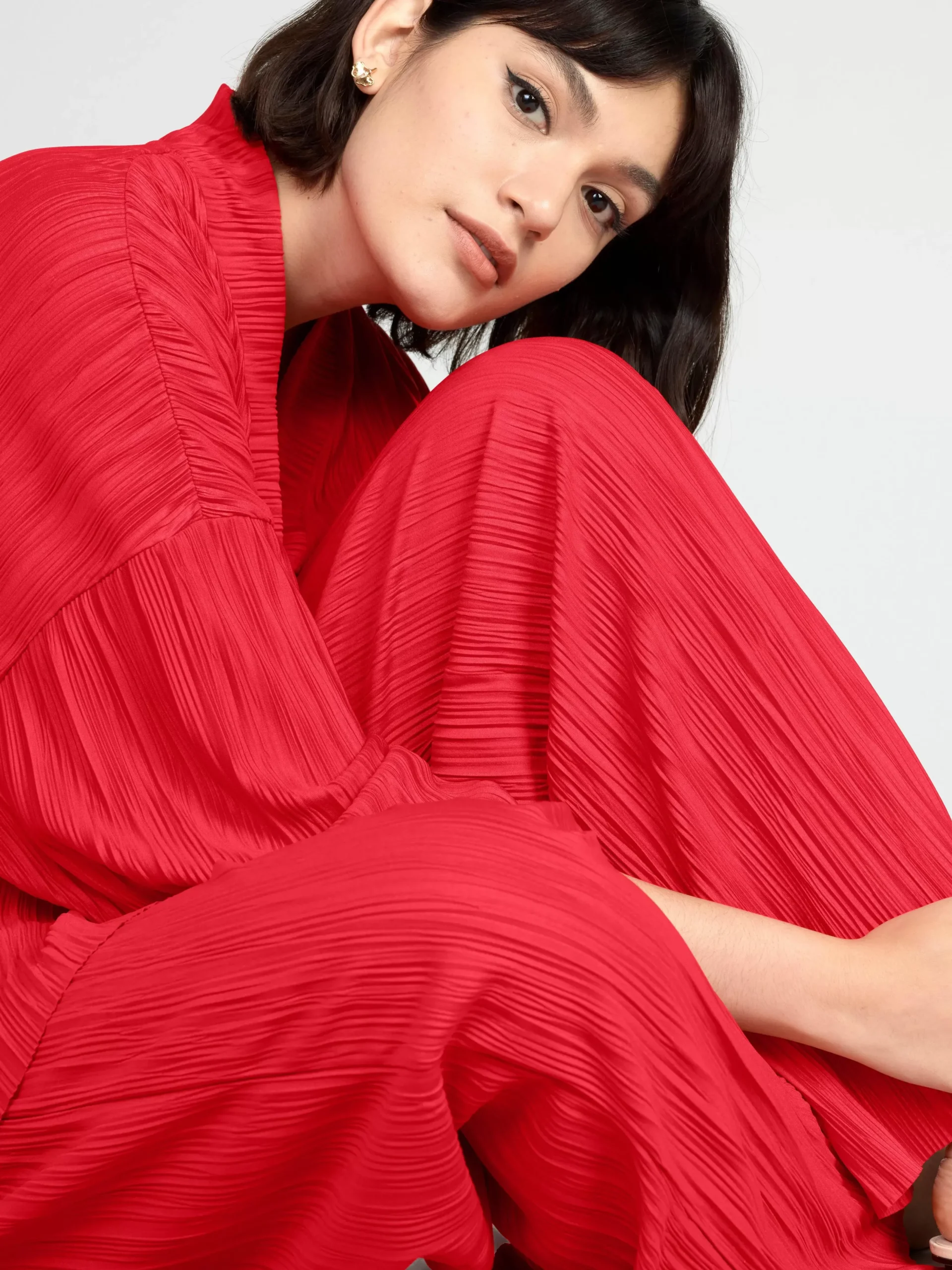 Kavajer>Lindex Plisserad Kimono Dark Red
