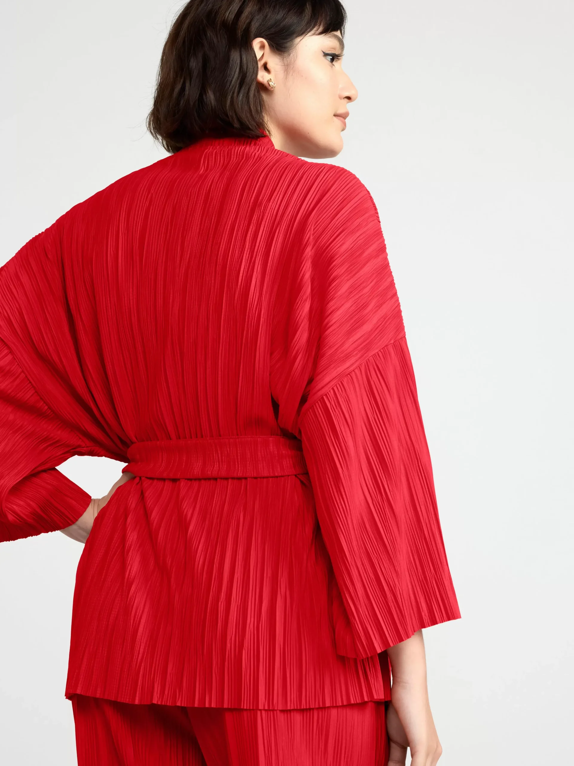 Kavajer>Lindex Plisserad Kimono Dark Red