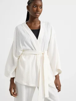 Kavajer>Lindex Plisserad Kimono Light White