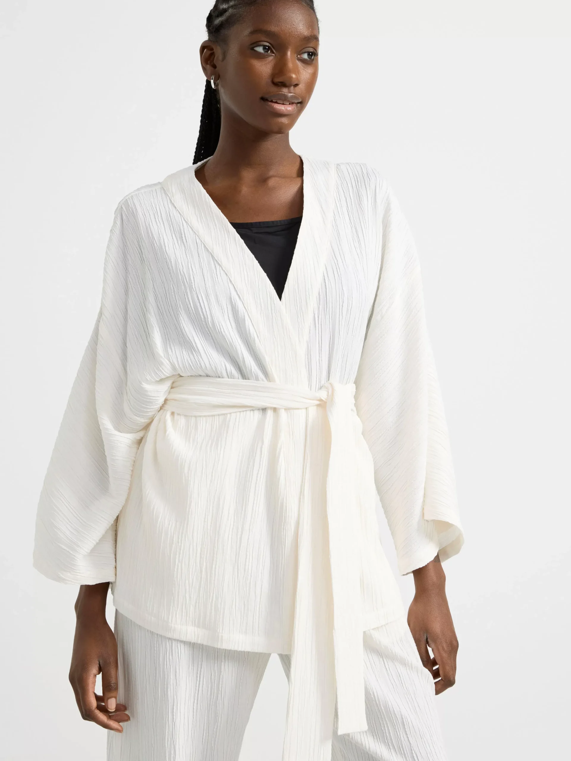 Kavajer>Lindex Plisserad Kimono Light White