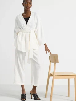 Kavajer>Lindex Plisserad Kimono Light White