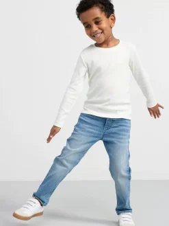 Jeans>Lindex Pull Up-Jeans Med Avsmalnat Ben Och Normalhog Midja Denim