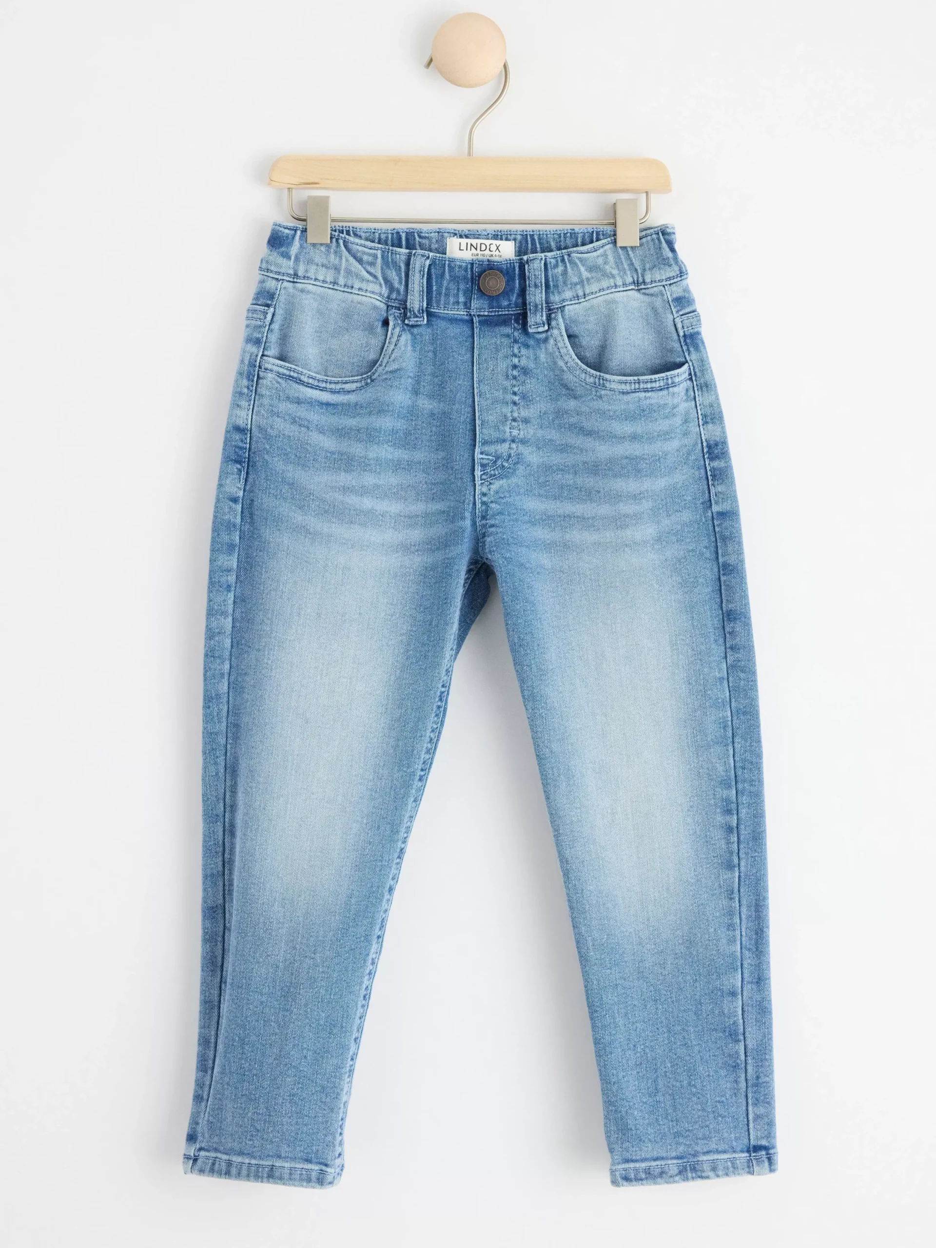 Jeans>Lindex Pull Up-Jeans Med Avsmalnat Ben Och Normalhog Midja Denim