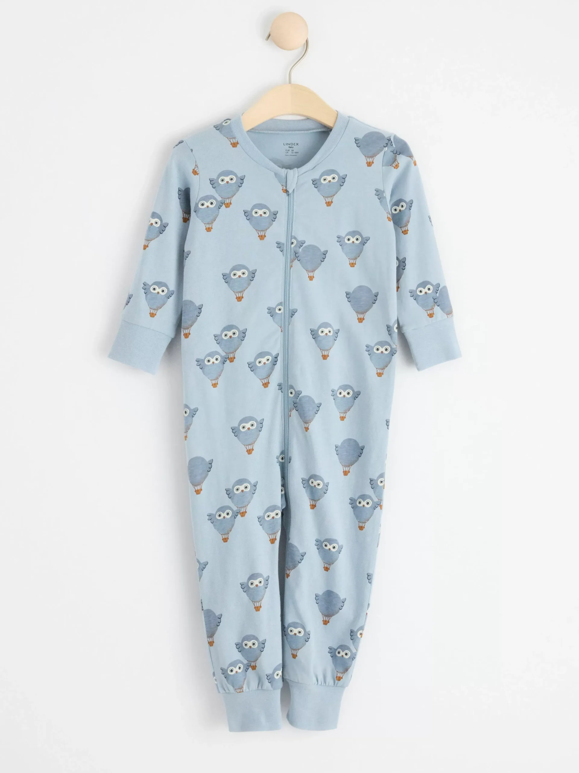 Pyjamas>Lindex Pyjamas Med Ugglor Som Luftballonger Light Dusty Blue
