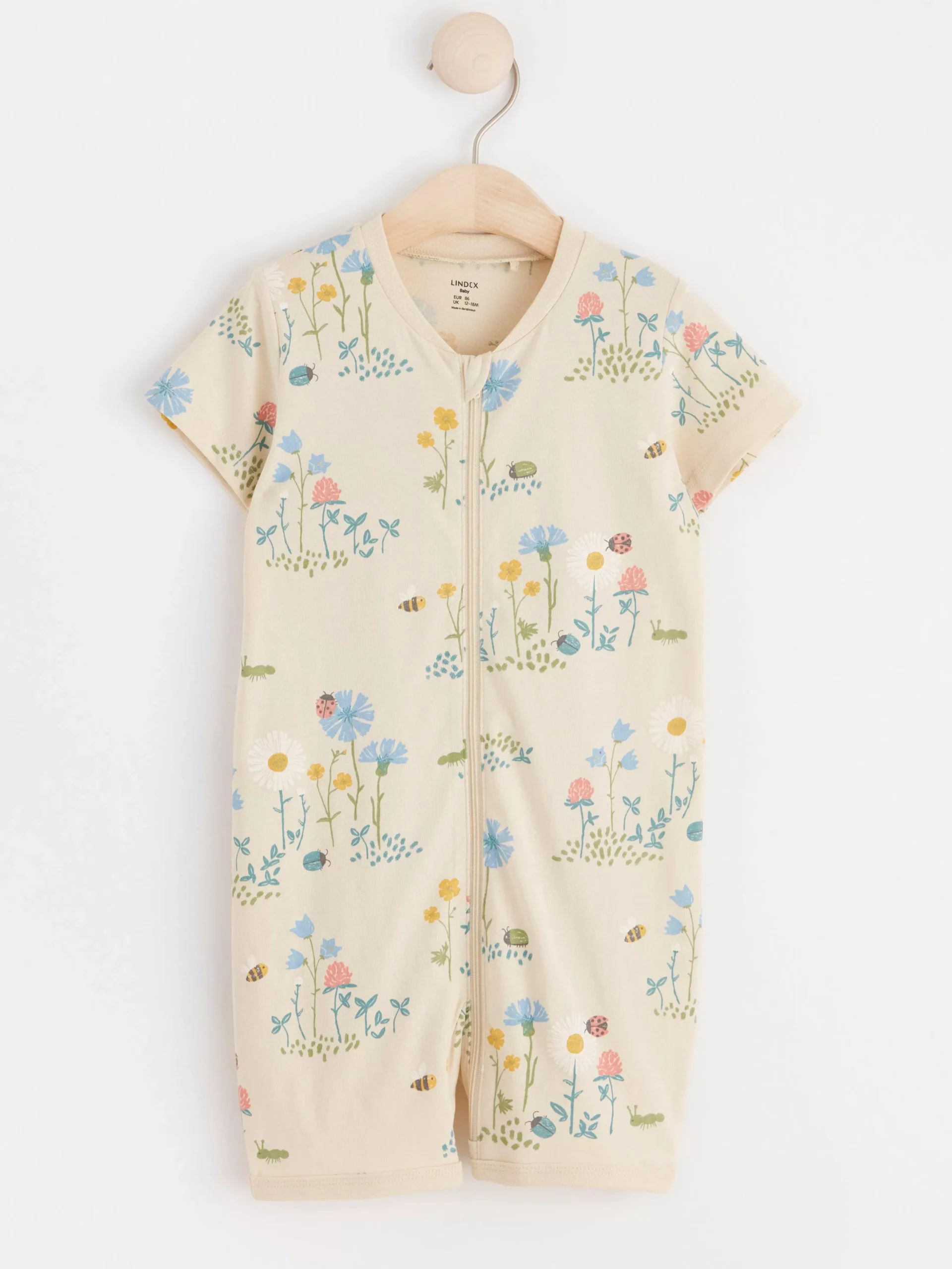 Pyjamas>Lindex Pyjamasromper Med Blommor Light Beige