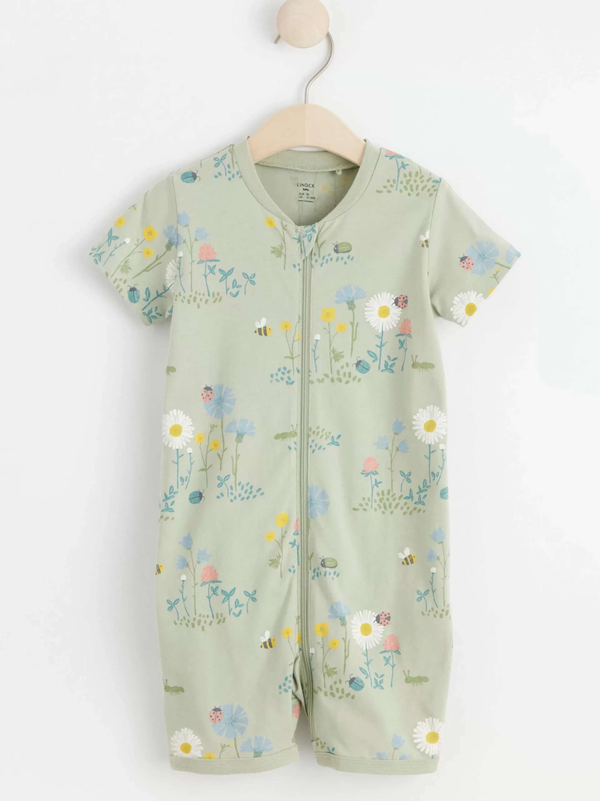 Pyjamas>Lindex Pyjamasromper Med Blommor Dusty Green