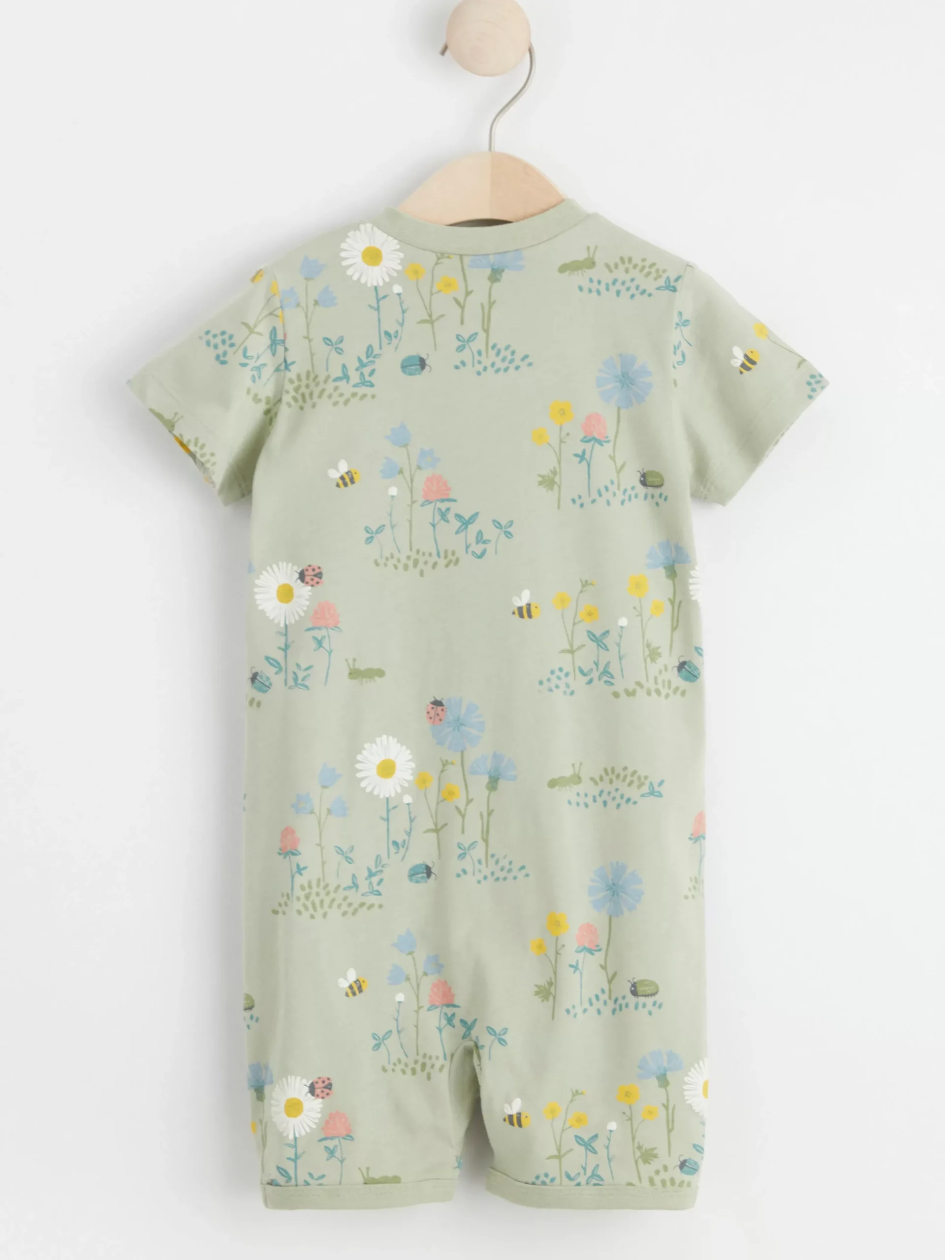 Pyjamas>Lindex Pyjamasromper Med Blommor Dusty Green