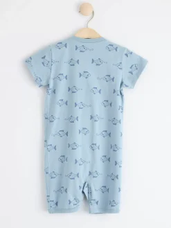 Pyjamas>Lindex Pyjamasromper Med Fiskar Light Dusty Blue