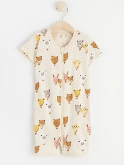 Pyjamas>Lindex Pyjamasromper Med Heltackande Monster Light Beige