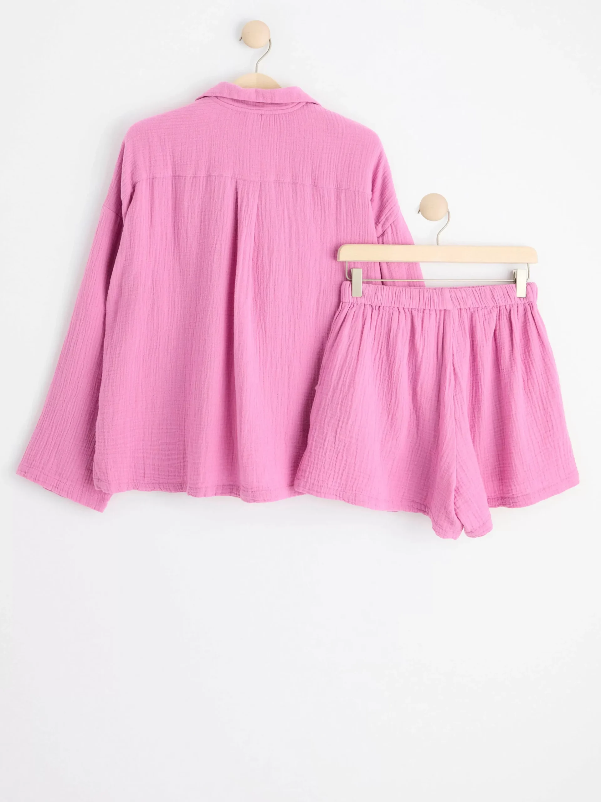 Nattplagg>Lindex Pyjamasset I Bomullsvav Pink