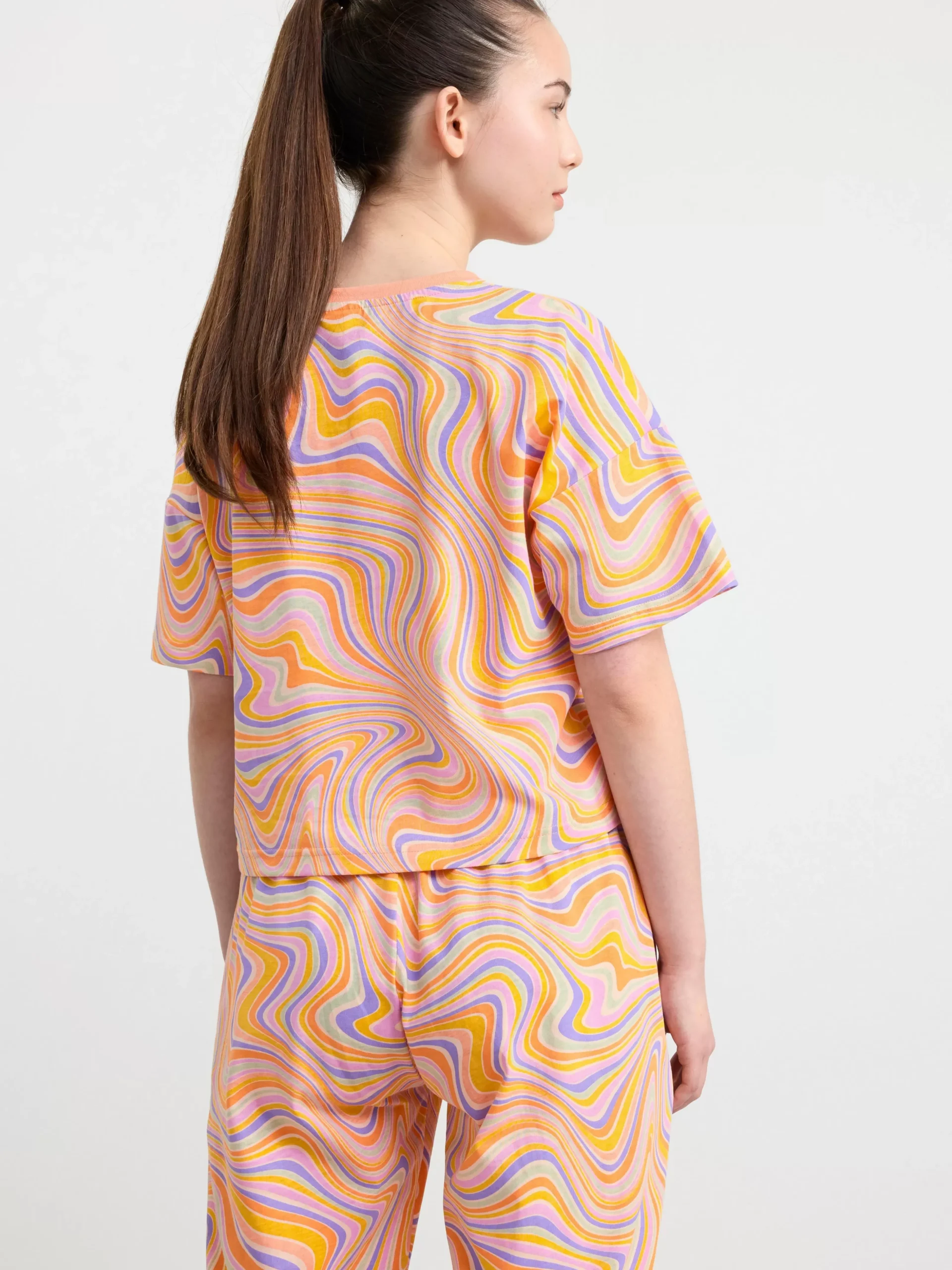 Nattplagg>Lindex Pyjamasset Med Croppad T-Shirt Och Byxa Light Coral