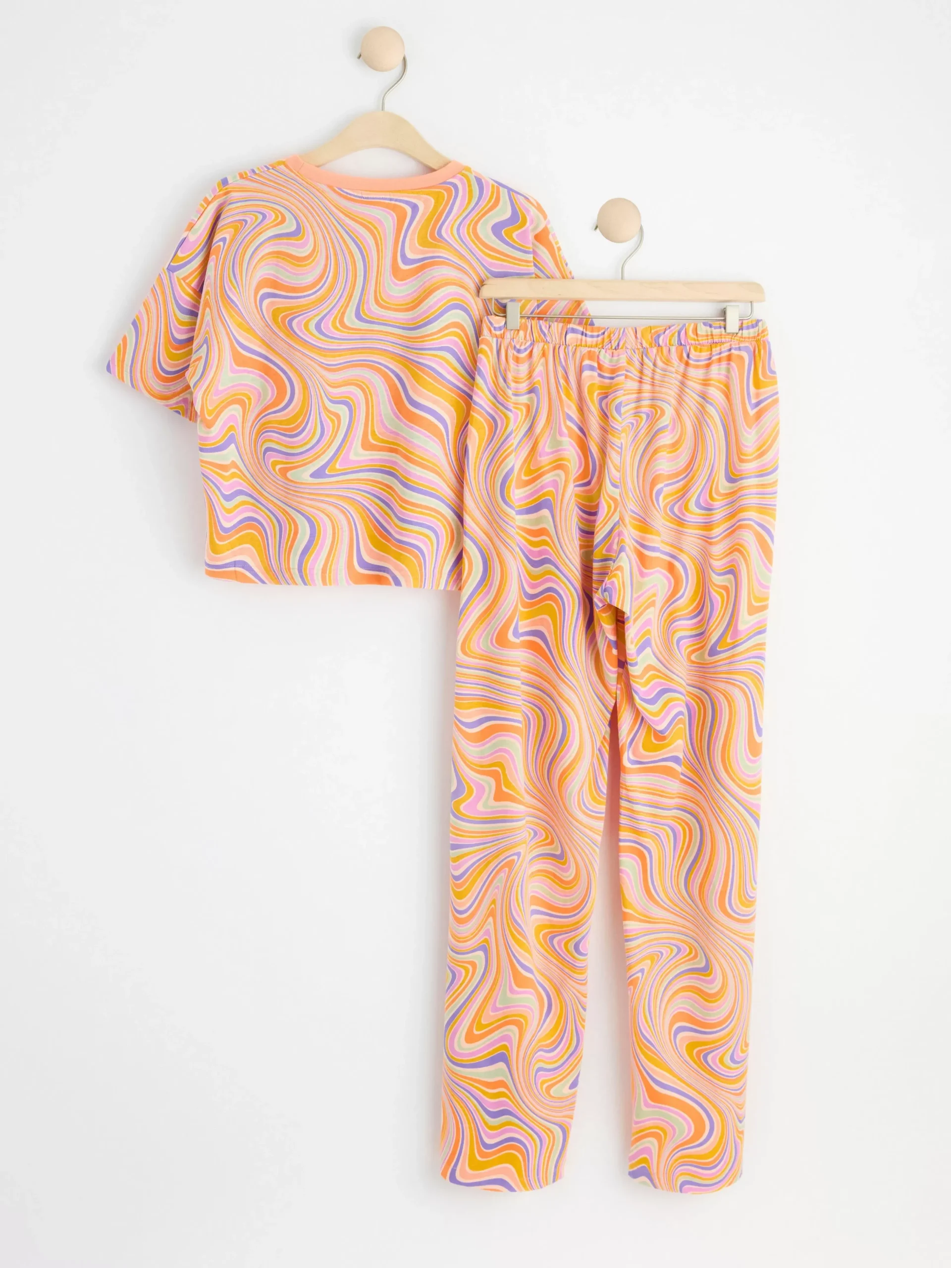 Nattplagg>Lindex Pyjamasset Med Croppad T-Shirt Och Byxa Light Coral