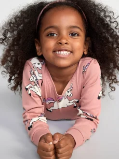 Nattplagg>Lindex Pyjamasset Med Enhorningar Dusty Pink