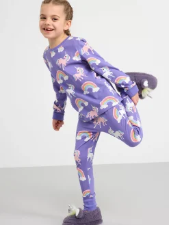 Nattplagg>Lindex Pyjamasset Med Enhorningar Dk Lilac