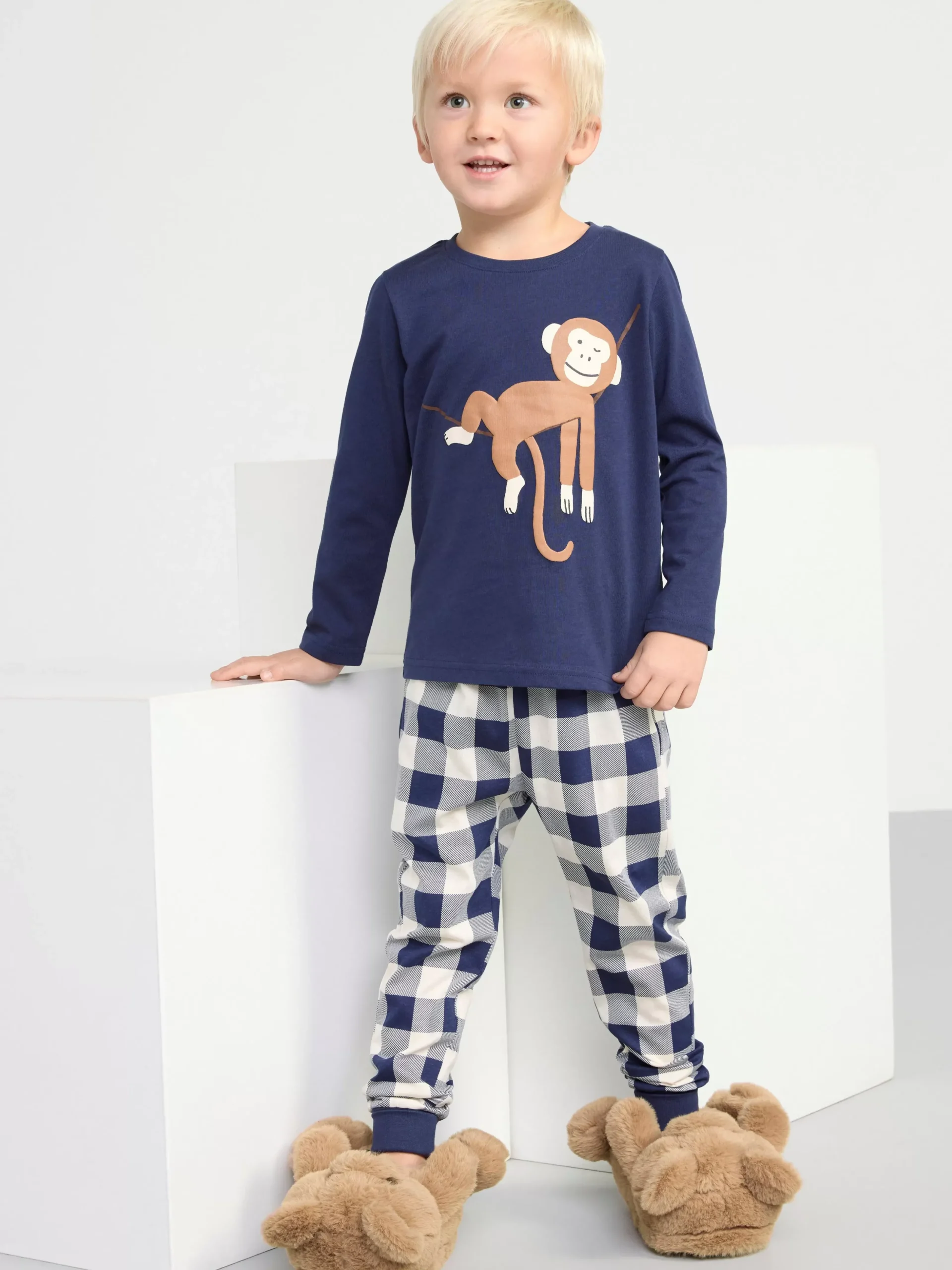 Nattplagg>Lindex Pyjamasset Med Ett Tryck Med En Apa Dark Blue