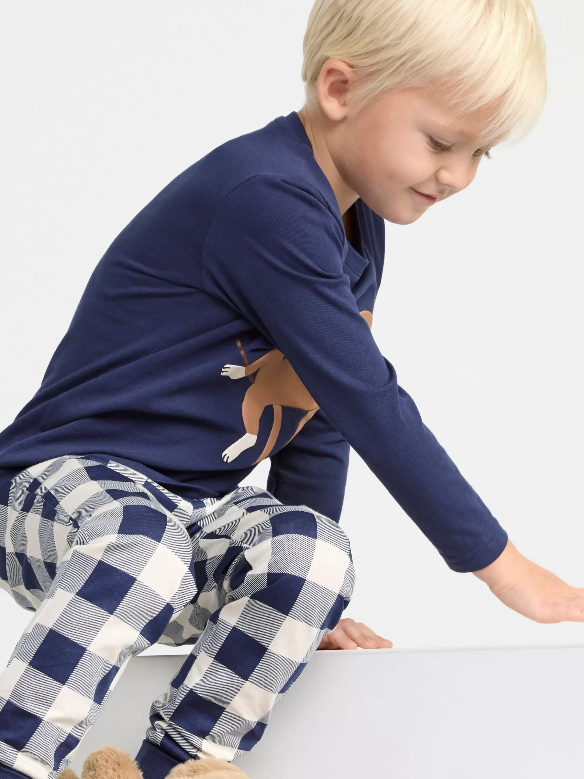 Nattplagg>Lindex Pyjamasset Med Ett Tryck Med En Apa Dark Blue