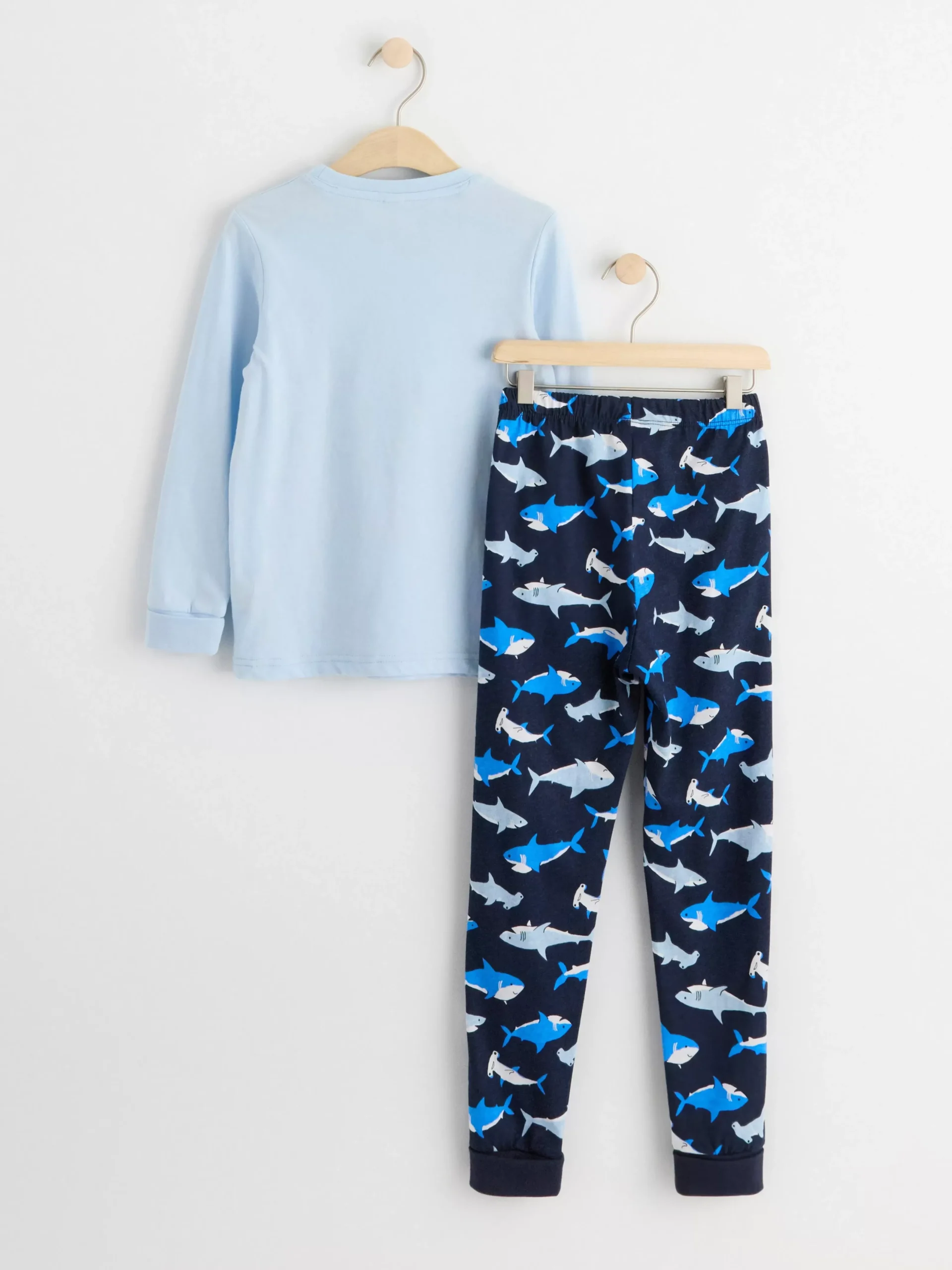Nattplagg>Lindex Pyjamasset Med Hajar Light Blue