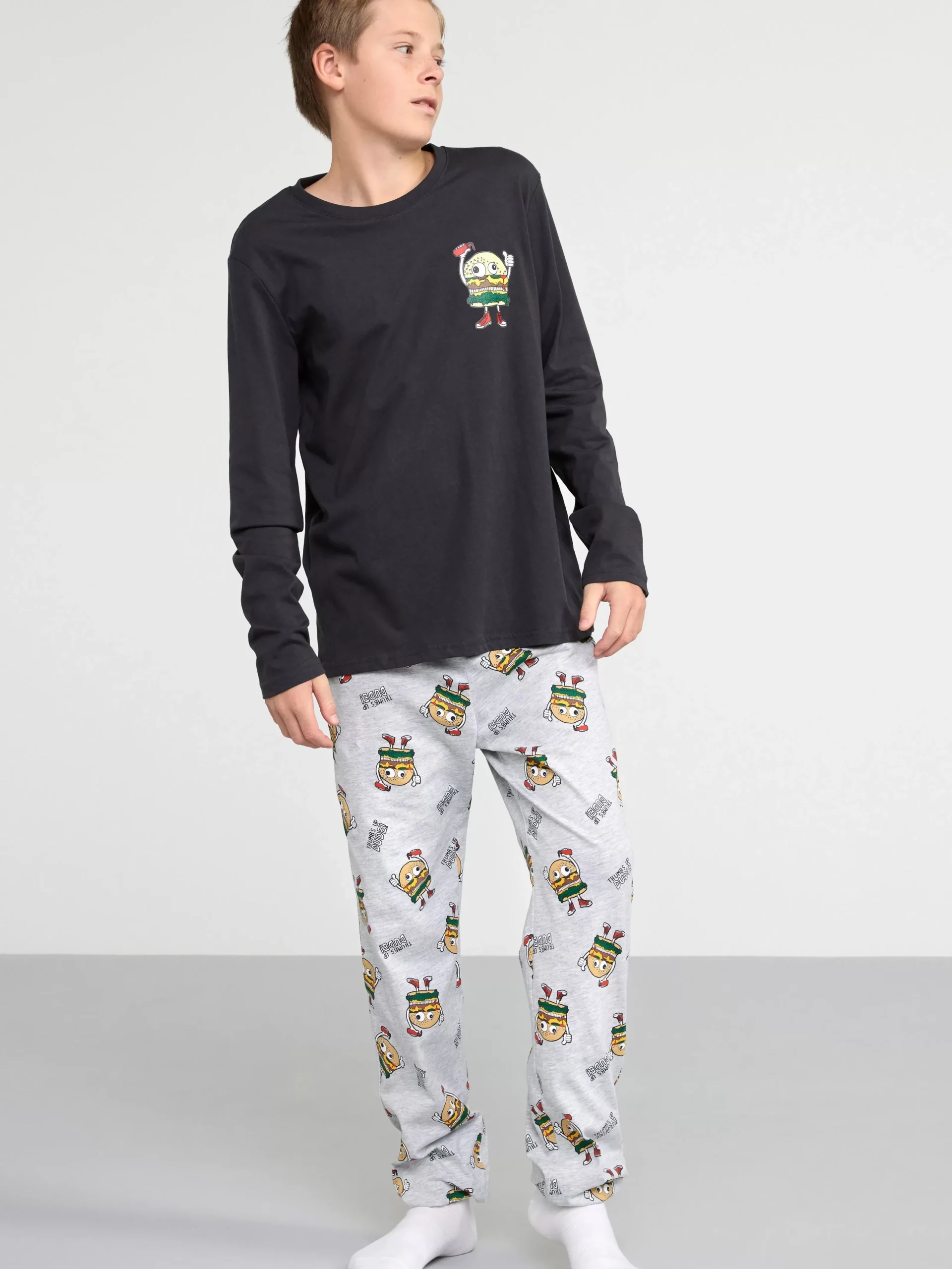 Nattplagg>Lindex Pyjamasset Med Hamburgare Black