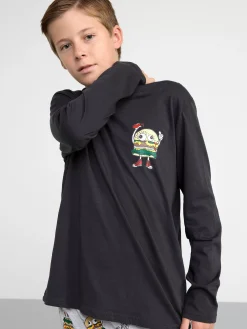 Nattplagg>Lindex Pyjamasset Med Hamburgare Black