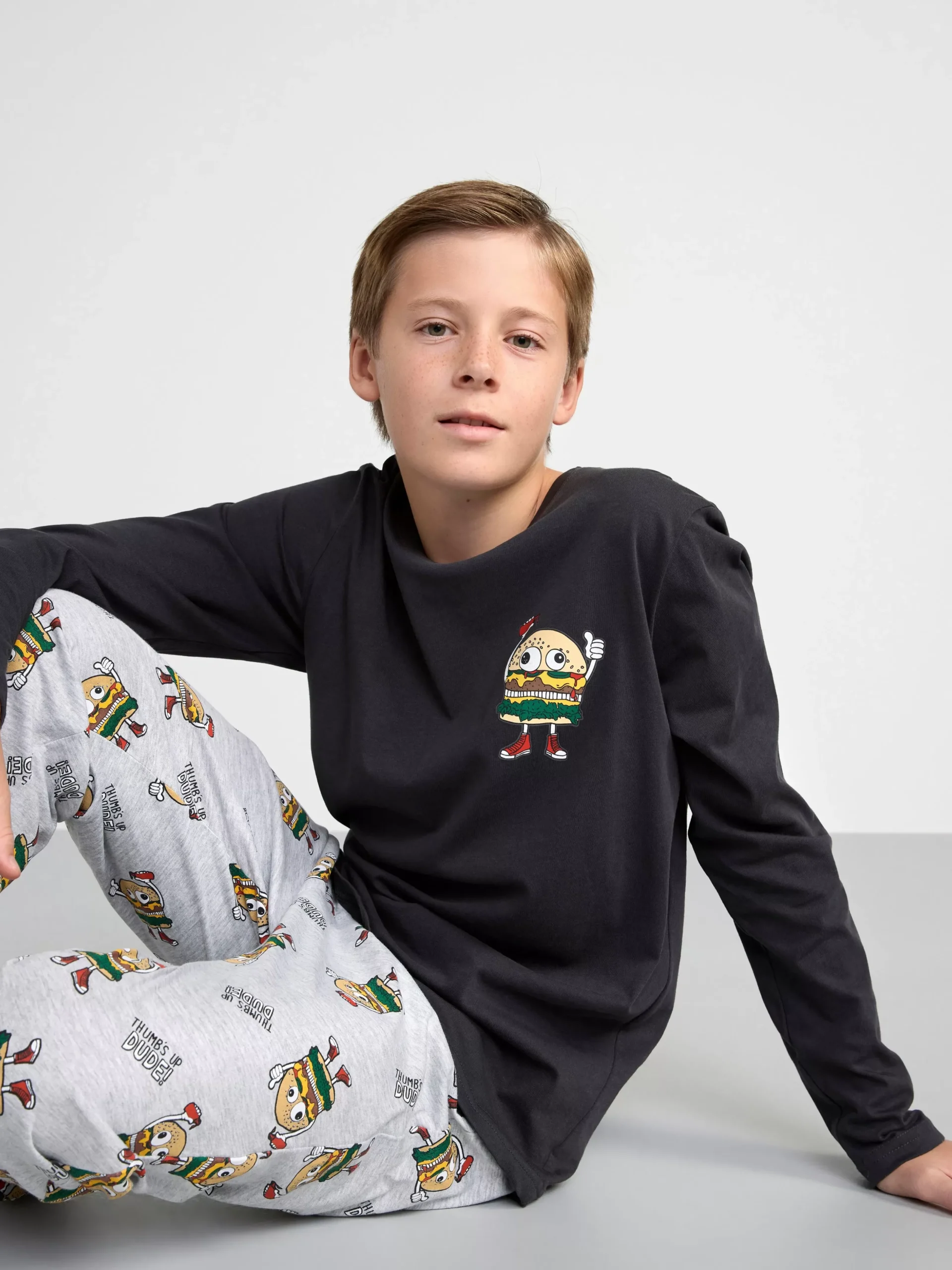 Nattplagg>Lindex Pyjamasset Med Hamburgare Black