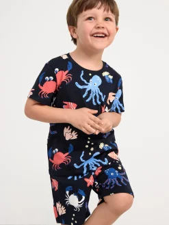 Nattplagg>Lindex Pyjamasset Med Havsdjur Dark Navy