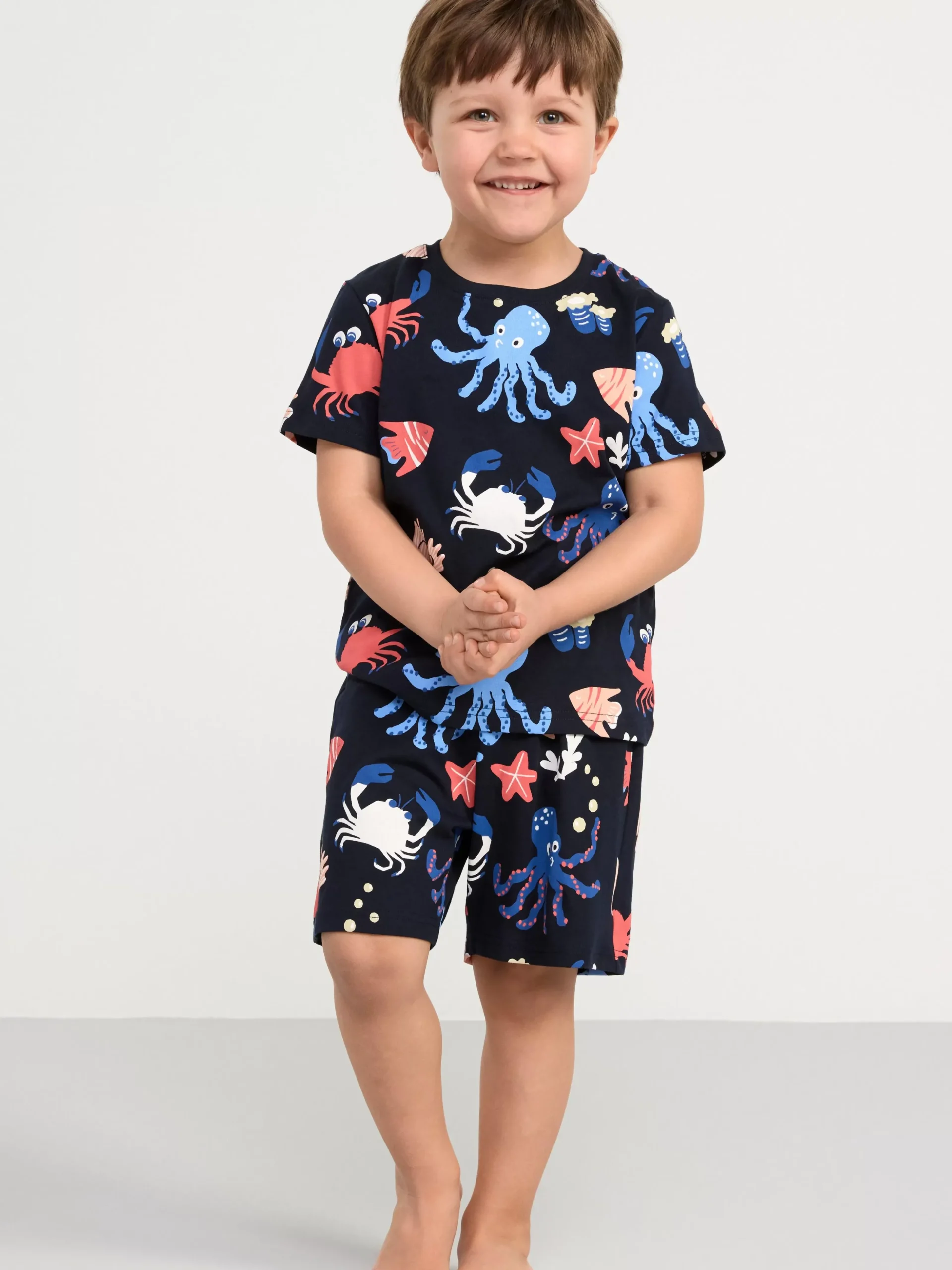 Nattplagg>Lindex Pyjamasset Med Havsdjur Dark Navy